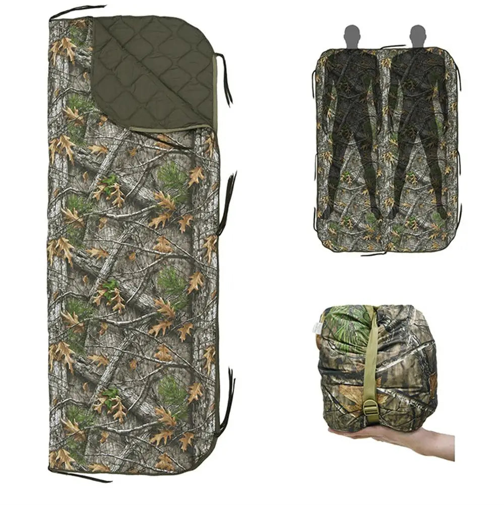 Camouflage Camping Blanket – Portable Zippered Outdoor Travel Quilt