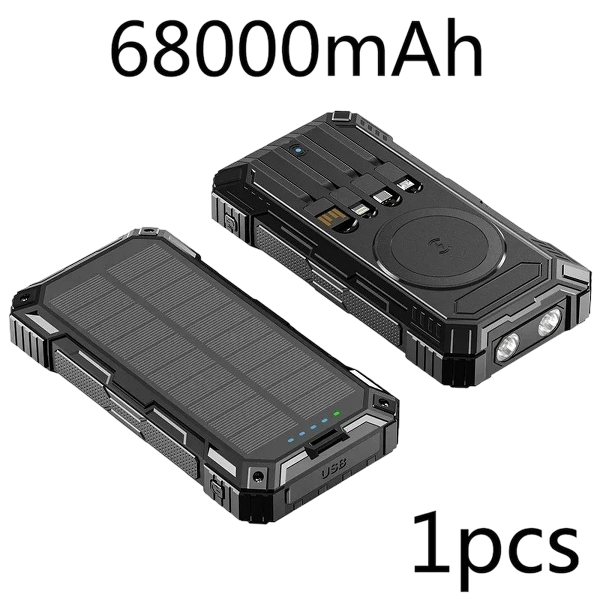 68,000mAh Solar Power Bank – Wireless & Waterproof