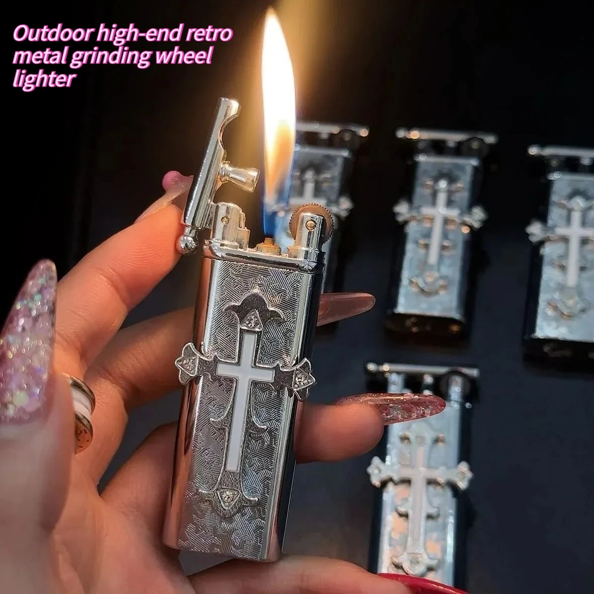 Retro Metal Grinding Wheel Lighter | Outdoor Portable Igniter