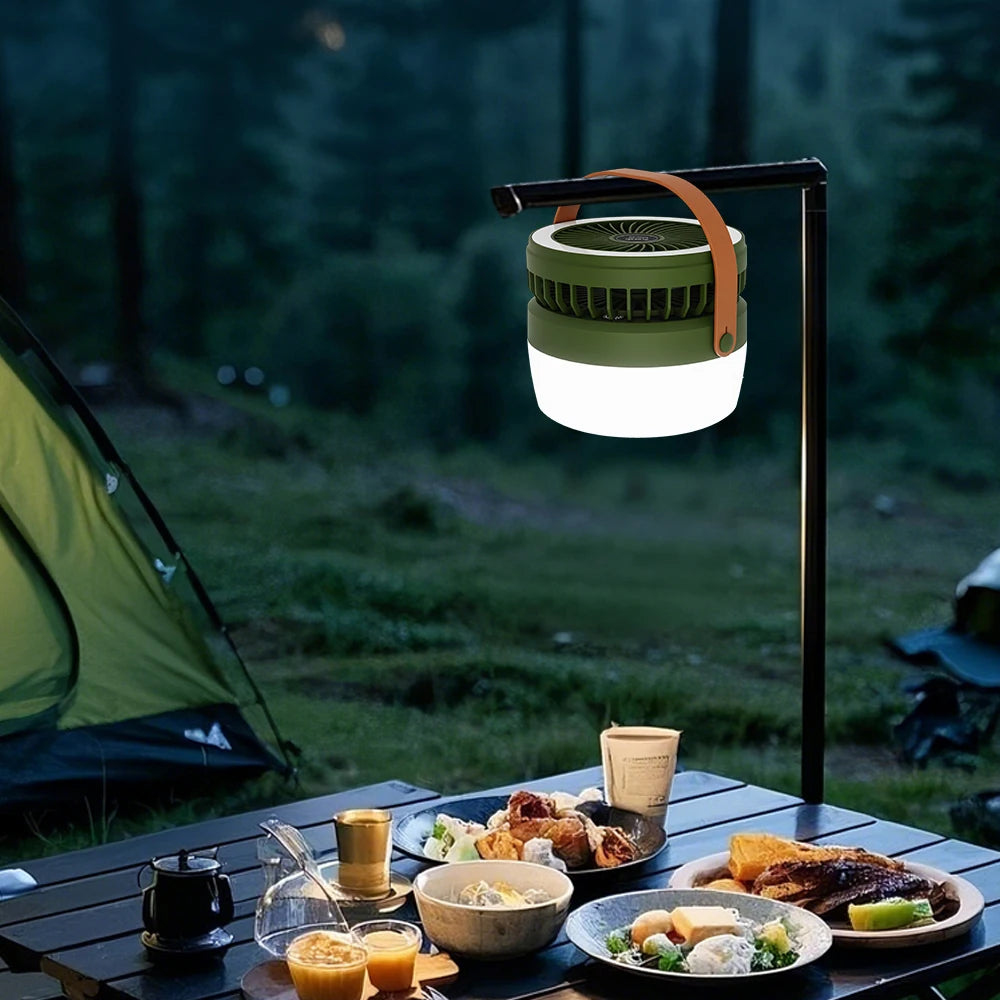 Outdoor Solar Fan Lantern – 4 Light Modes & Camping Lamp
