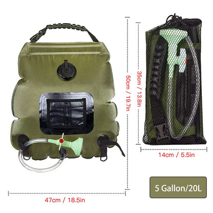 20L Solar Shower Bag for Camping with Hose & Shower Head