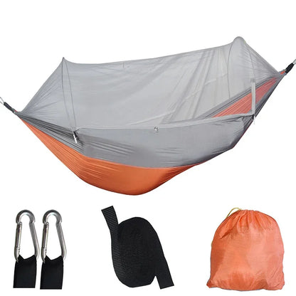 Outdoor Camping Hammock High Strength Parachute Fabric With Mosquito Net Lightweight Hanging Hammocks Hanging Bed Net 250x120cm