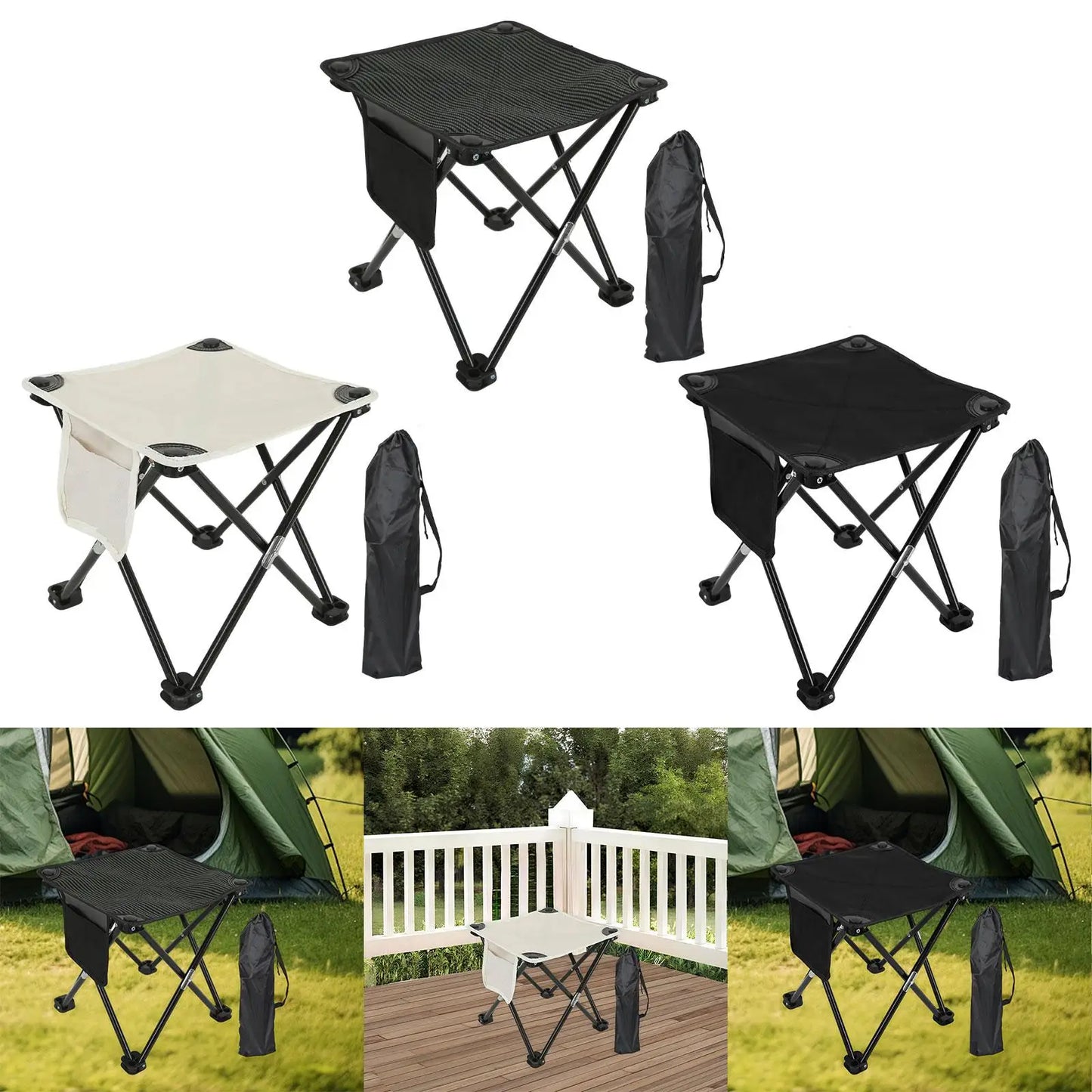 Camping Stool with Storage Bag & Recliner Foot Rest Chair