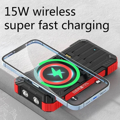68,000mAh Solar Power Bank – Wireless & Waterproof
