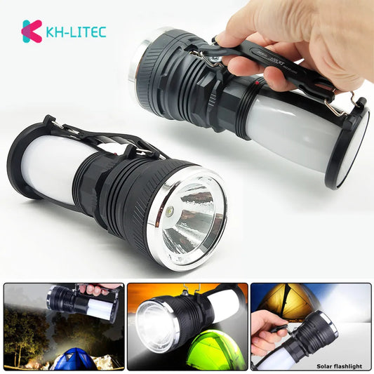 Solar Rechargeable LED Flashlight & Camping Lantern