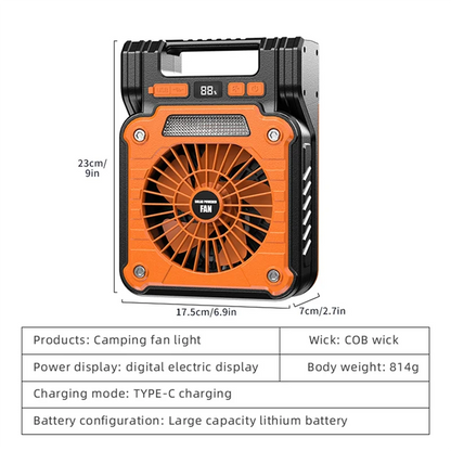 FYBL Solar Fan with Tent LED Lights & USB Charging