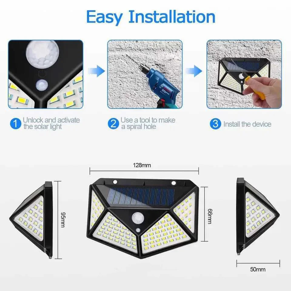 100 LED Solar Lamp – Motion Sensor Waterproof Spotlight