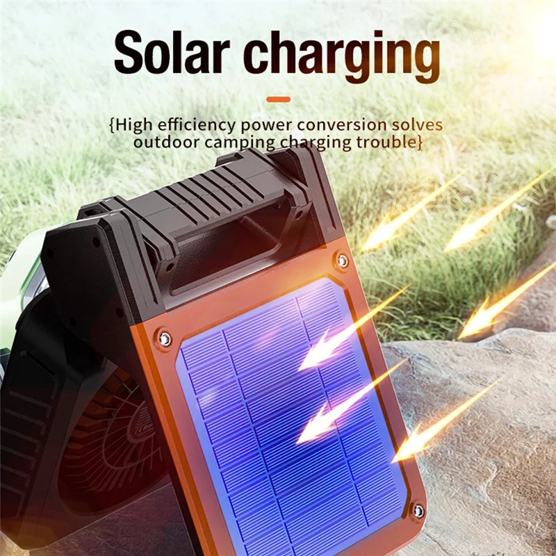 FYBL Solar Fan with Tent LED Lights & USB Charging