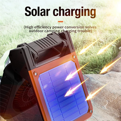 FYBL Solar Fan with Tent LED Lights & USB Charging