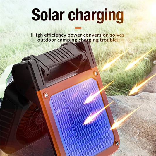 FYBL Solar Fan with Tent LED Lights & USB Charging