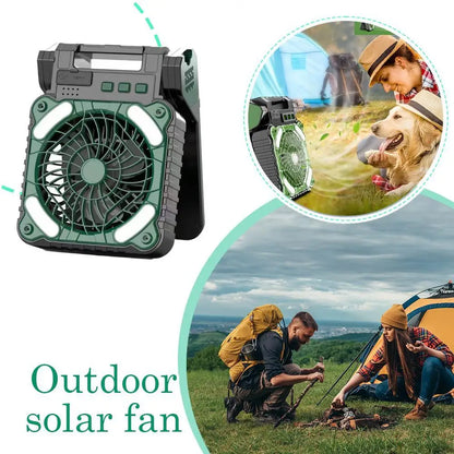 Solar Camping Fan & LED Light with USB & Power Bank