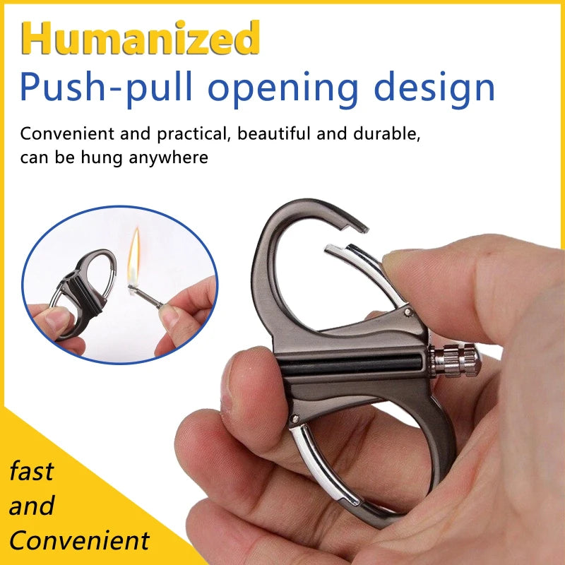 Keychain Fire Starter Reusable Windproof Metal Lighter