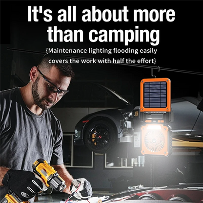FYBL Solar Fan with Tent LED Lights & USB Charging