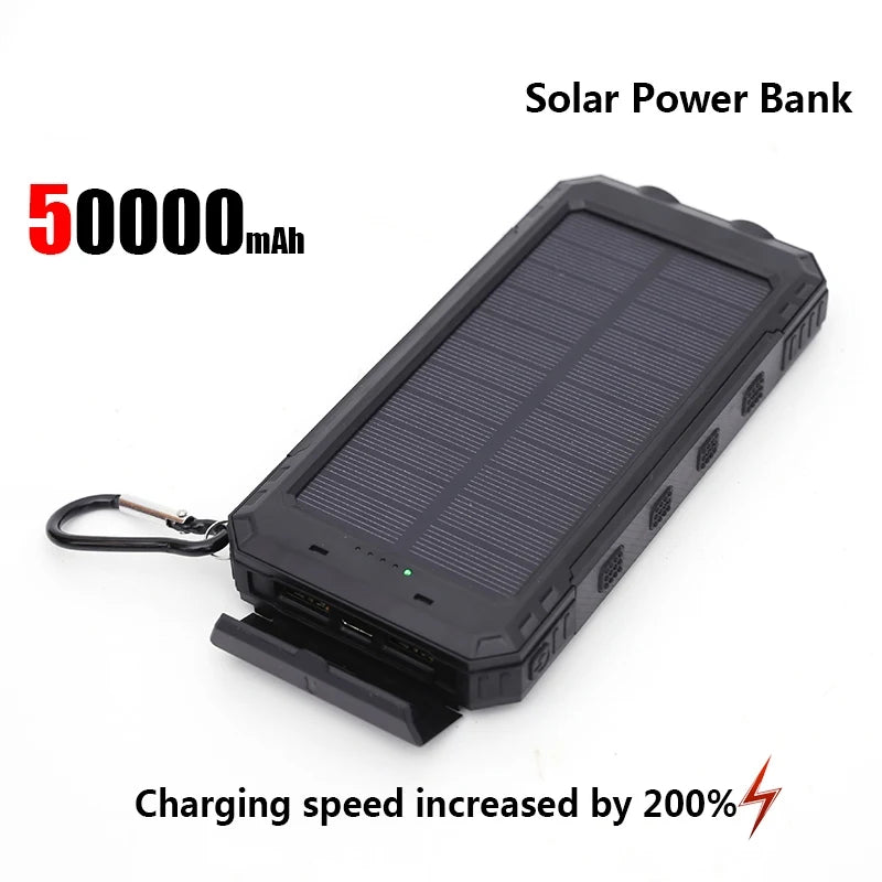 Lenovo 50000mAh Solar Power Bank Portable Charging Poverbank External Battery Charger Strong Light LDE Light for iphone Samsung