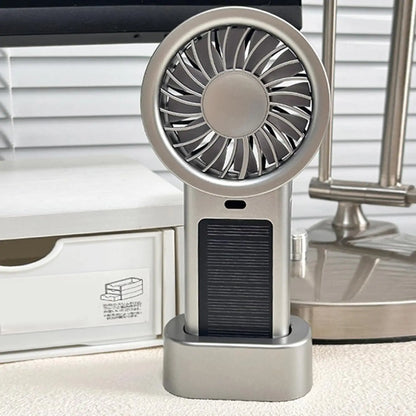 Solar Handheld Fan – 5-Speed Rechargeable Camping Blower
