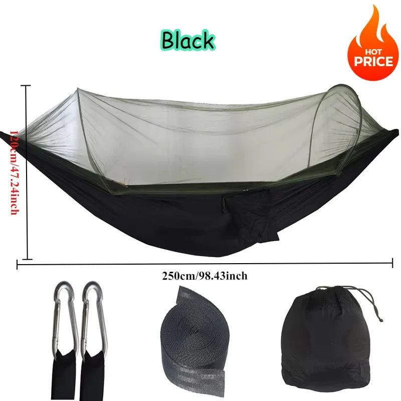 Outdoor Hammock with Integrated Mosquito Net, Camping & Leisure Hanging Bed