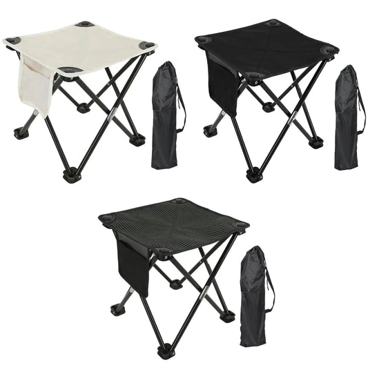 Portable Camping Stool with Storage Bag & Recliner Foot Rest