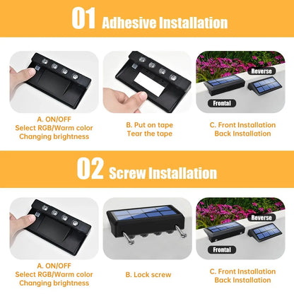Solar Fence Lights – RGB Color Changing & Waterproof