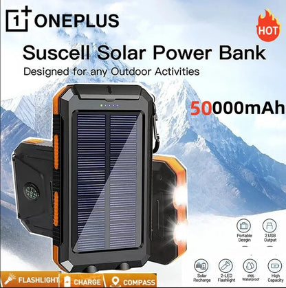 68000mAh Solar Power Bank – 15W Wireless Fast Charging & LED Light