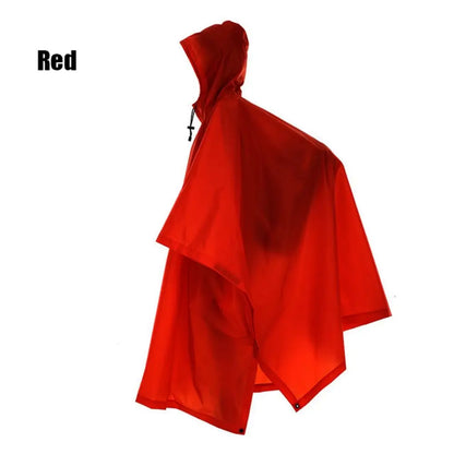 3-in-1 Waterproof Raincoat Poncho Backpack Cover & Tent Mat