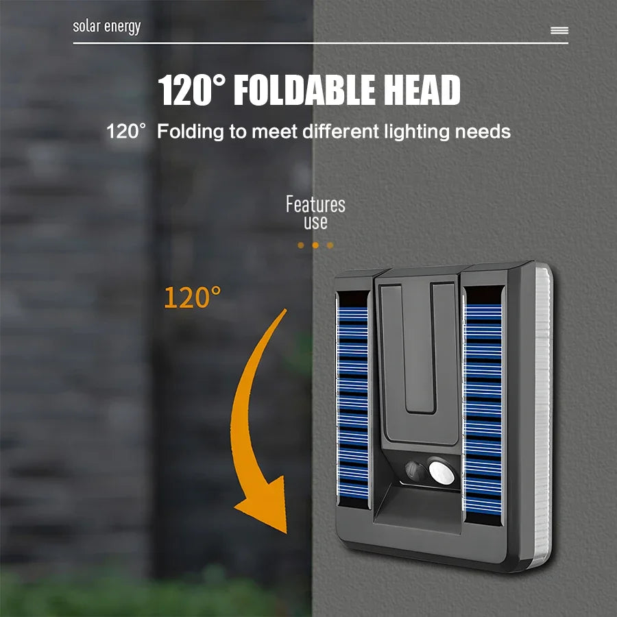 Foldable 120° Solar LED Light – Motion Sensor Outdoor Lamp