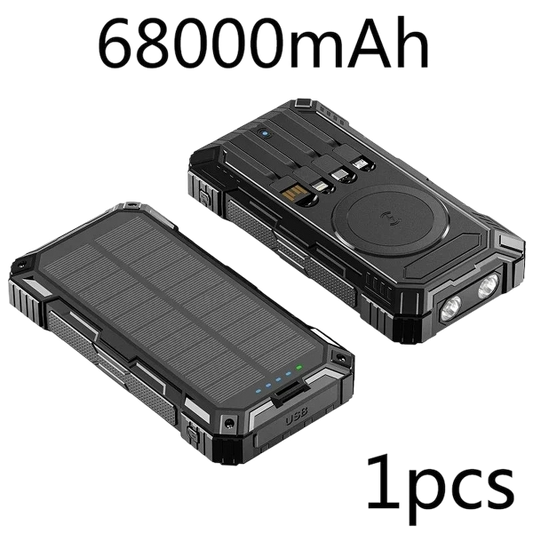 68,000mAh Solar Power Bank – Wireless & Waterproof