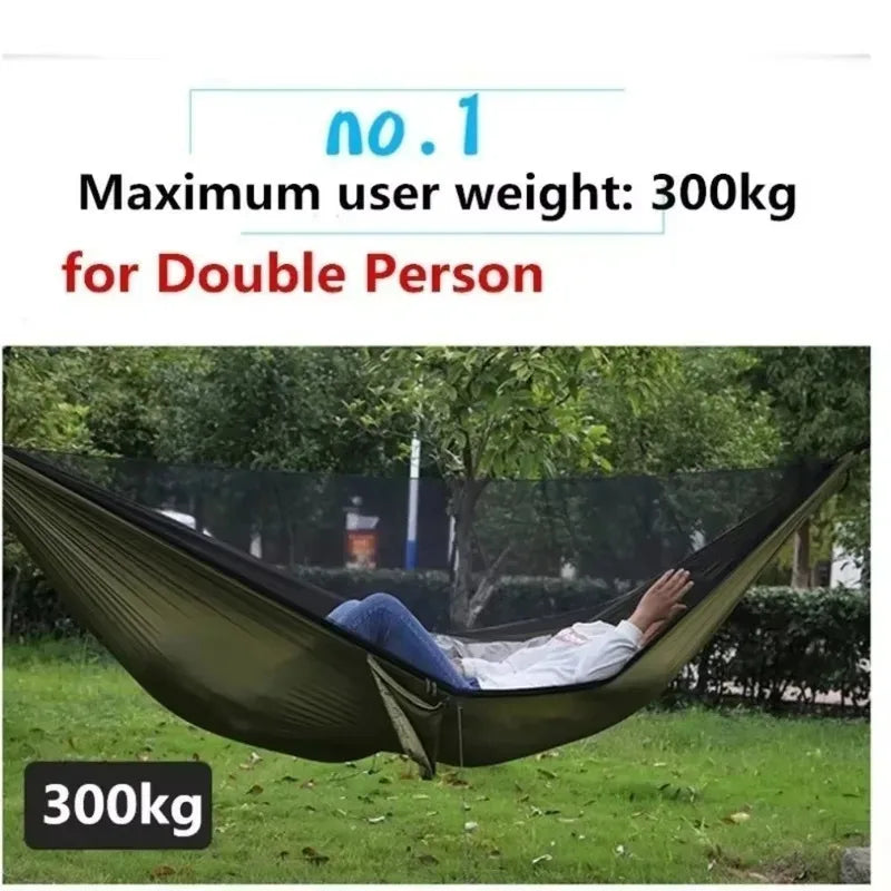 Outdoor Hammock with Integrated Mosquito Net, Camping & Leisure Hanging Bed