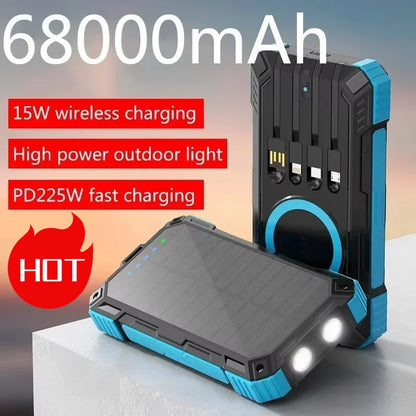 68,000mAh Solar Power Bank – Wireless & Waterproof