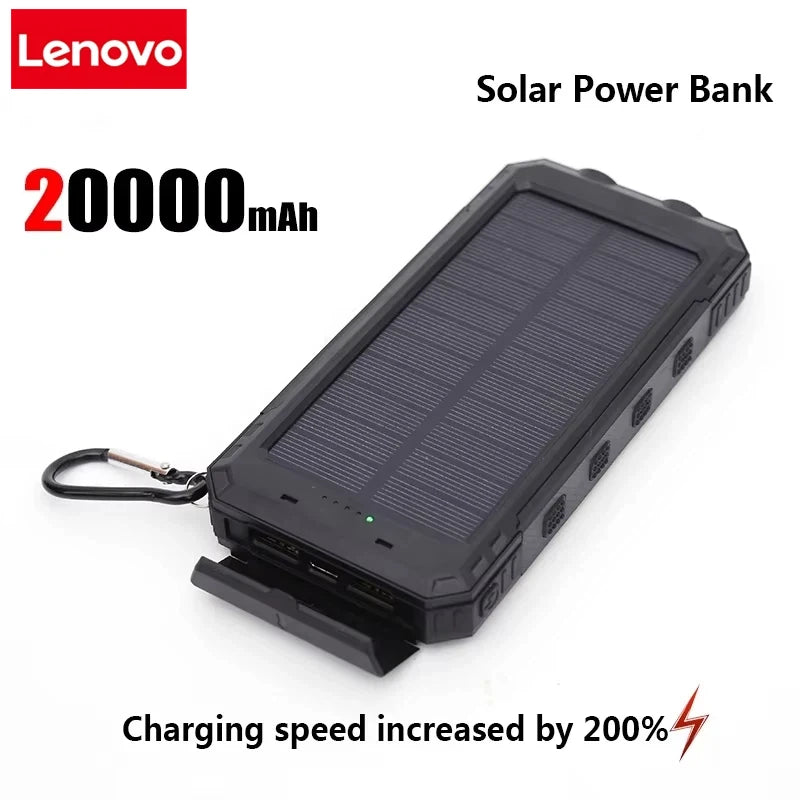 Lenovo 50000mAh Solar Power Bank Portable Charging Poverbank External Battery Charger Strong Light LDE Light for iphone Samsung
