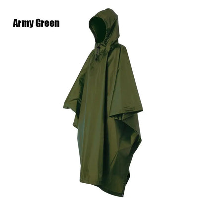 3-in-1 Waterproof Raincoat Poncho Backpack Cover & Tent Mat