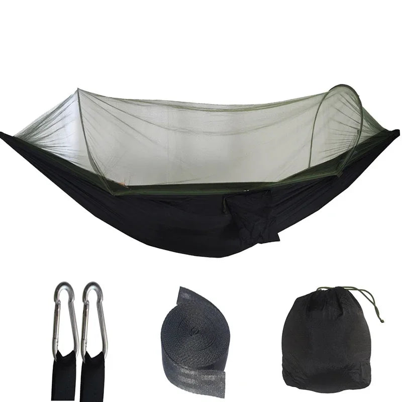 Outdoor Camping Hammock High Strength Parachute Fabric With Mosquito Net Lightweight Hanging Hammocks Hanging Bed Net 250x120cm