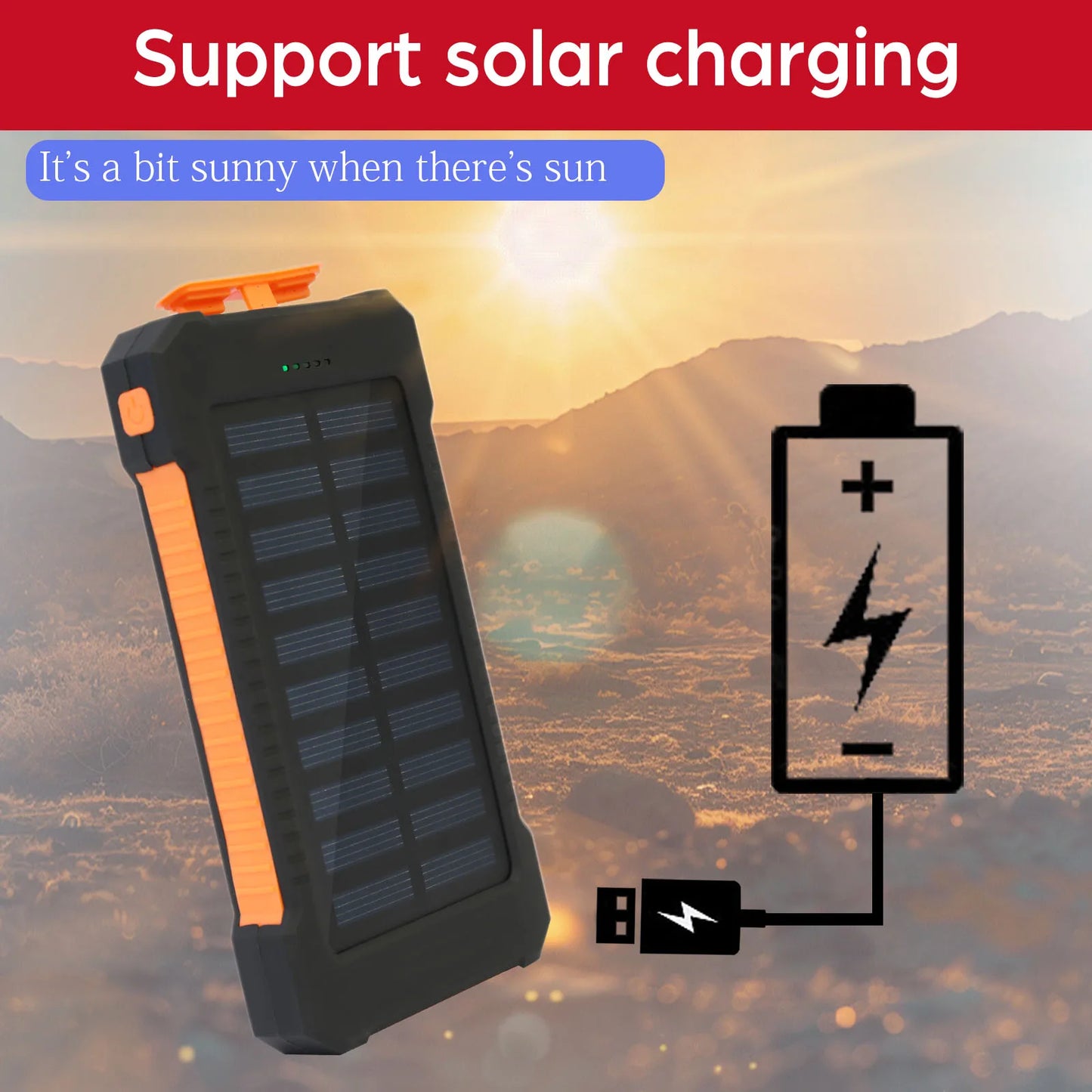26800mAh Solar Power Bank – Wireless Fast Charger, Waterproof