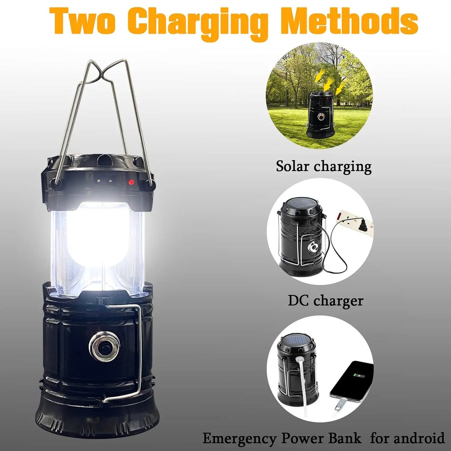 Collapsible Solar Camping Lantern with USB Charging