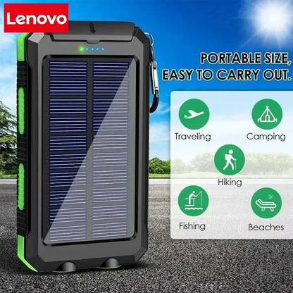Lenovo 50000mAh Solar Power Bank Portable Charging Poverbank External Battery Charger Strong Light LDE Light for iphone Samsung