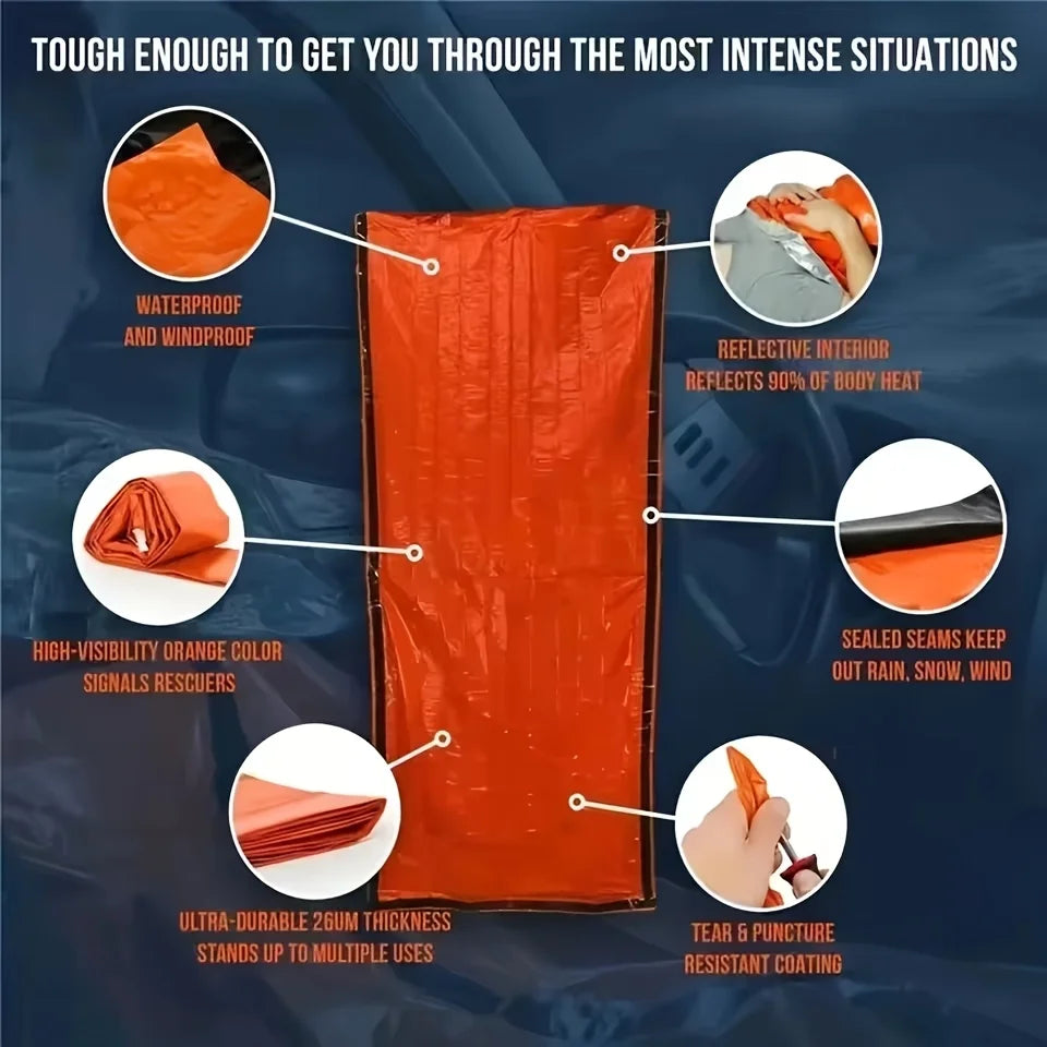 Emergency Mylar Sleeping Bag – Waterproof Thermal Blanket for Camping