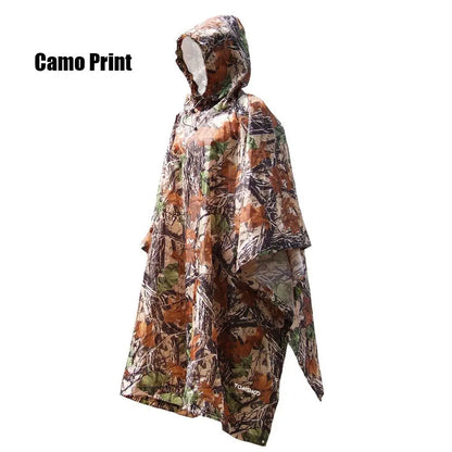 3-in-1 Waterproof Raincoat Poncho Backpack Cover & Tent Mat