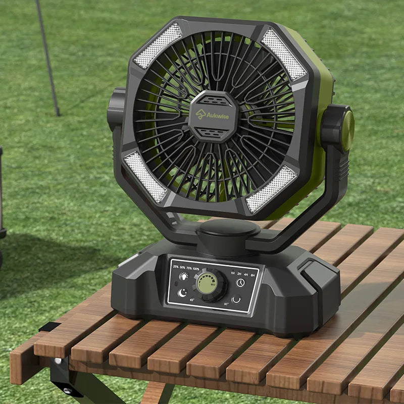 Camping BBQ Solar Fan with LED Light