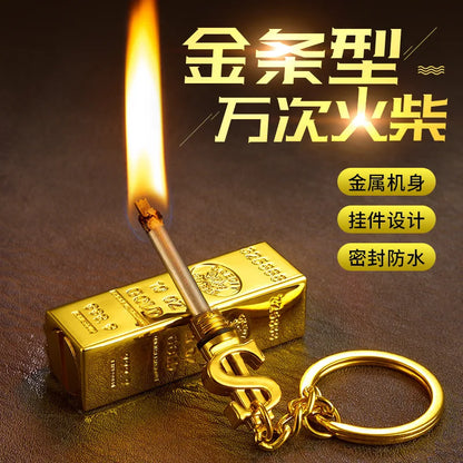 Keychain Fire Starter Reusable Windproof Metal Lighter