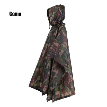 3-in-1 Waterproof Raincoat Poncho Backpack Cover & Tent Mat