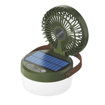 Outdoor Solar Fan Lantern – 4 Light Modes & Camping Lamp