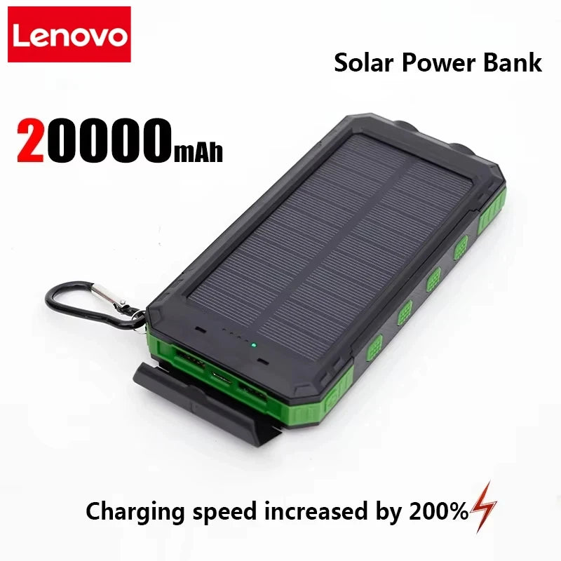 Lenovo 50000mAh Solar Power Bank Portable Charging Poverbank External Battery Charger Strong Light LDE Light for iphone Samsung