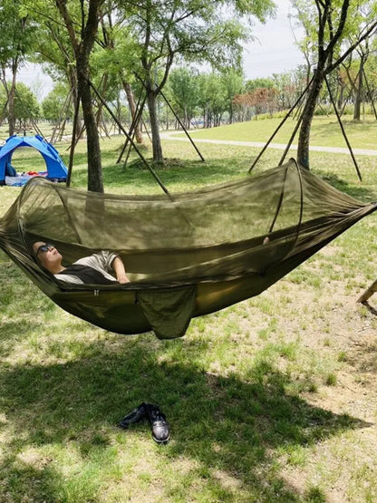 Outdoor Hammock with Integrated Mosquito Net, Camping & Leisure Hanging Bed