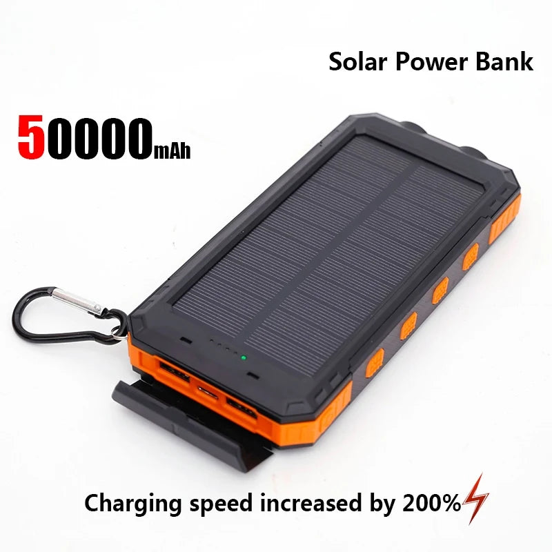 Lenovo 50000mAh Solar Power Bank Portable Charging Poverbank External Battery Charger Strong Light LDE Light for iphone Samsung