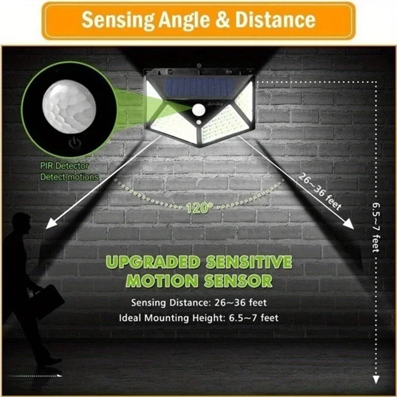 100 LED Solar Lamp – Motion Sensor Waterproof Spotlight