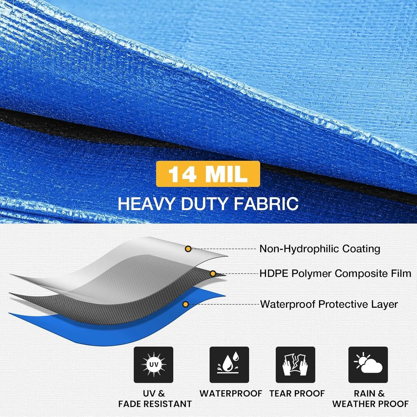 Heavy Duty Waterproof Tarpaulin UV Resistant Camping Cover