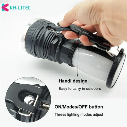 Solar Rechargeable LED Flashlight & Camping Lantern