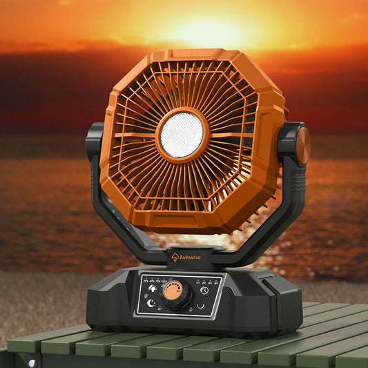 Camping BBQ Solar Fan with LED Light