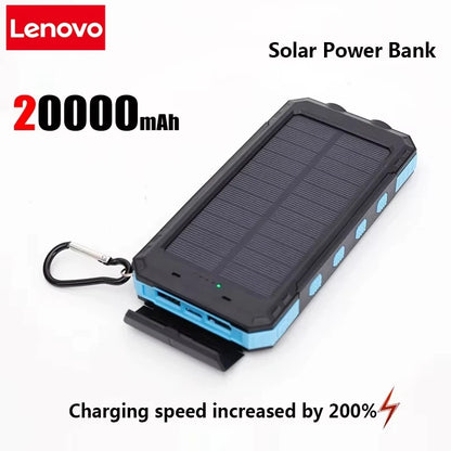 Lenovo 50000mAh Solar Power Bank Portable Charging Poverbank External Battery Charger Strong Light LDE Light for iphone Samsung