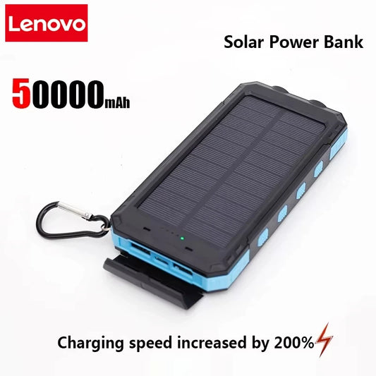 Lenovo 50000mAh Solar Power Bank Portable Charging Poverbank External Battery Charger Strong Light LDE Light for iphone Samsung