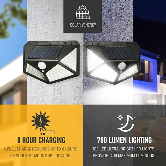 100 LED Solar Lamp – Motion Sensor Waterproof Spotlight